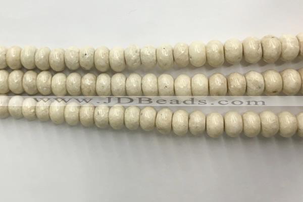 CRJ633 15.5 inches 5*8mm rondelle white fossil jasper beads wholeasle