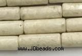 CRJ634 15.5 inches 4*13mm tube white fossil jasper beads wholeasle