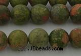 CRO1063 15.5 inches 10mm round matte unakite beads wholesale