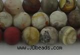 CRO1092 15.5 inches 8mm round matte laguna lace agate beads