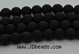 CRO1130 15.5 inches 4mm round matte black agate gemstone beads