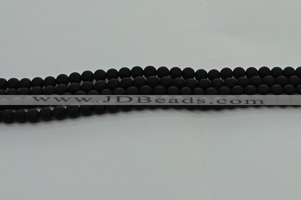 CRO1131 15.5 inches 6mm round matte black agate gemstone beads