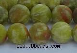 CRO1154 15.5 inches 12mm round matte green dragon serpentine jasper beads