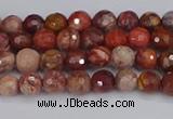 CRO1188 15.5 inches 4mm faceted round red porcelain beads