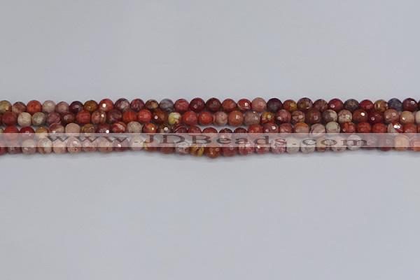 CRO1188 15.5 inches 4mm faceted round red porcelain beads