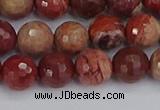 CRO1191 15.5 inches 10mm faceted round red porcelain beads