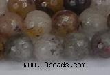 CRO1198 15.5 inches 10mm faceted round mixed lodalite quartz beads