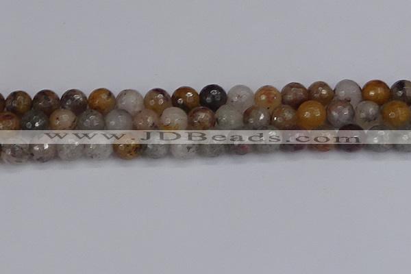 CRO1198 15.5 inches 10mm faceted round mixed lodalite quartz beads