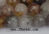 CRO1199 15.5 inches 12mm faceted round mixed lodalite quartz beads