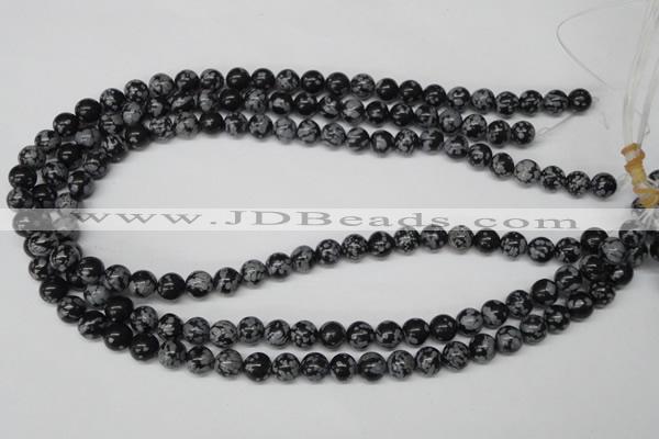 CRO122 15.5 inches 8mm round snowflake obsidian beads wholesale