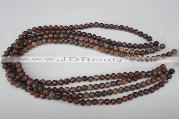 CRO14 15.5 inches 6mm round red leopard skin jasper beads wholesale