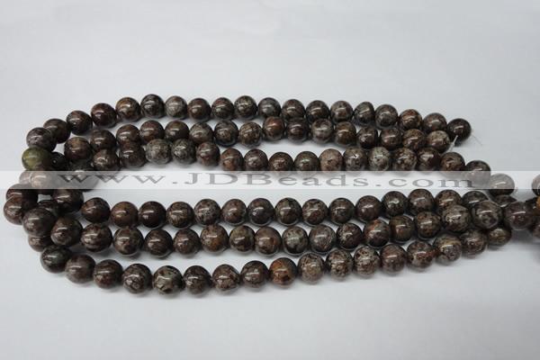 CRO224 15.5 inches 10mm round Chinese snowflake obsidian beads wholesale