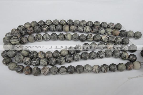 CRO322 15.5 inches 12mm round grey picasso jasper beads wholesale