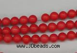 CRO44 15.5 inches 6mm round synthetic coral beads wholesale