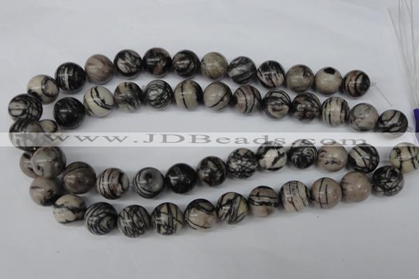 CRO451 15.5 inches 16mm round black water jasper beads wholesale