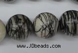 CRO484 15.5 inches 18mm round black water jasper beads wholesale