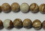 CRO763 15.5 inches 10mm faceted round picture jasper beads wholesale