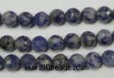 CRO772 15.5 inches 8mm faceted round blue spot stone beads wholesale