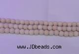 CRO790 15.5 inches 4mm round matte rice white fossil beads