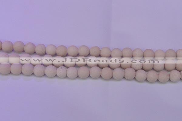 CRO791 15.5 inches 6mm round matte rice white fossil beads