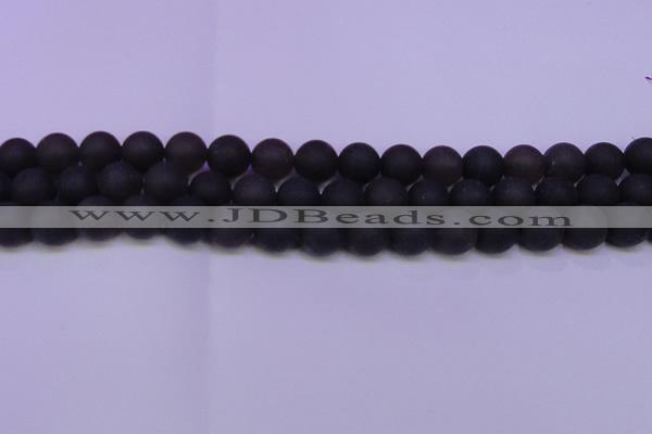 CRO840 15.5 inches 4mm round matte smoky quartz beads