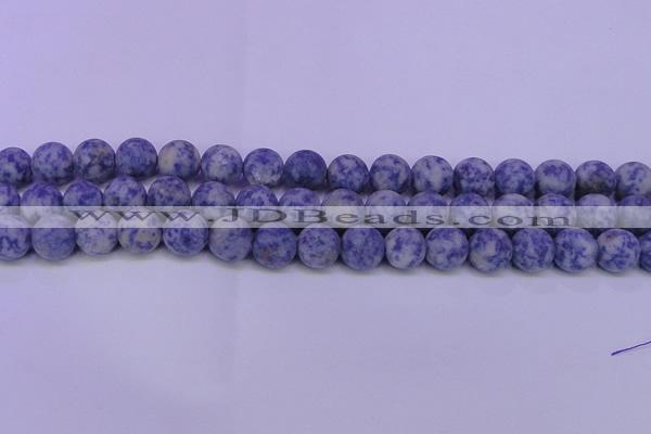 CRO850 15.5 inches 4mm round matte blue spot beads