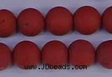 CRO945 15.5 inches 14mm round matte red jasper beads wholesale