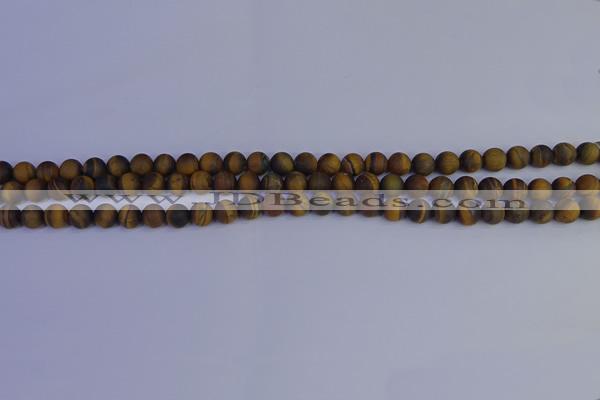 CRO960 15.5 inches 4mm round matte yellow tiger eye beads wholesale