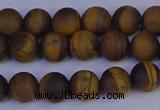 CRO962 15.5 inches 8mm round matte yellow tiger eye beads wholesale