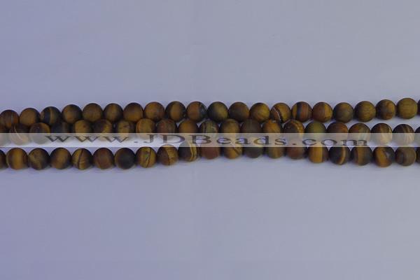 CRO962 15.5 inches 8mm round matte yellow tiger eye beads wholesale