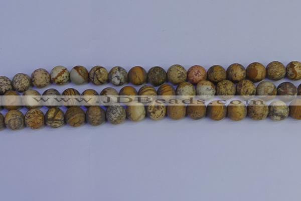 CRO973 15.5 inches 10mm round matte picture jasper beads wholesale