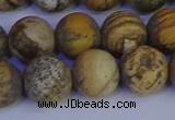 CRO974 15.5 inches 12mm round matte picture jasper beads wholesale