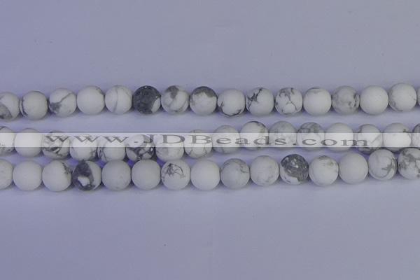 CRO985 15.5 inches 14mm round matte white howlite beads wholesale