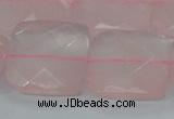 CRQ102 15.5 inches 25*25mm faceted square natural rose quartz beads