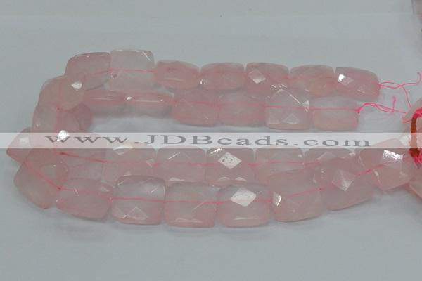 CRQ102 15.5 inches 25*25mm faceted square natural rose quartz beads