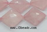 CRQ107 15.5 inches 20*20mm faceted diamond natural rose quartz beads