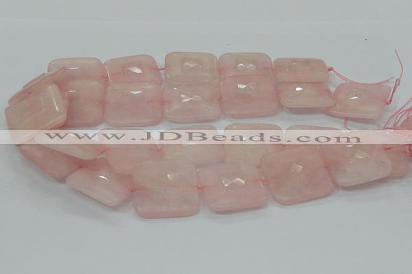 CRQ110 15.5 inches 30*30mm faceted square natural rose quartz beads