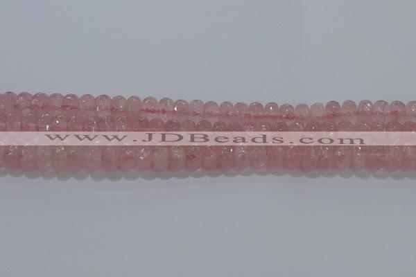 CRQ117 15.5 inches 6*10mm faceted rondelle rose quartz beads