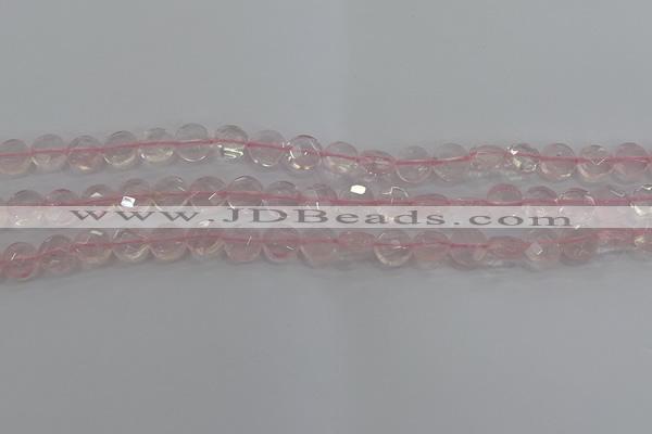 CRQ136 15.5 inches 8mm faceted coin natural rose quartz beads