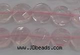 CRQ137 15.5 inches 10mm faceted coin natural rose quartz beads