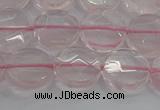 CRQ138 15.5 inches 12mm faceted coin natural rose quartz beads