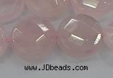 CRQ141 15.5 inches 20mm faceted coin natural rose quartz beads