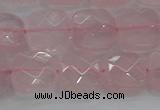 CRQ155 15.5 inches 12mm faceted square natural rose quartz beads