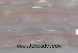 CRQ164 15.5 inches 10*14mm faceted rectangle natural rose quartz beads