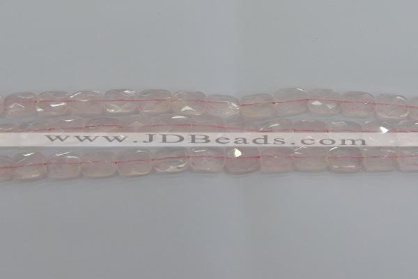 CRQ164 15.5 inches 10*14mm faceted rectangle natural rose quartz beads