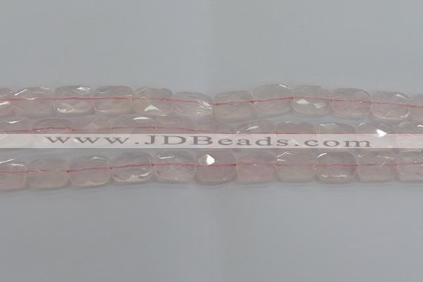 CRQ165 15.5 inches 12*16mm faceted rectangle natural rose quartz beads