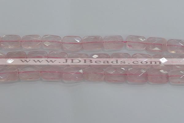 CRQ167 15.5 inches 15*20mm faceted rectangle natural rose quartz beads