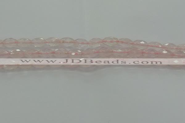 CRQ192 15.5 inches 8*12mm faceted rice natural rose quartz beads