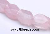 CRQ20 faceted brick shape natural rose quartz beads Wholesale