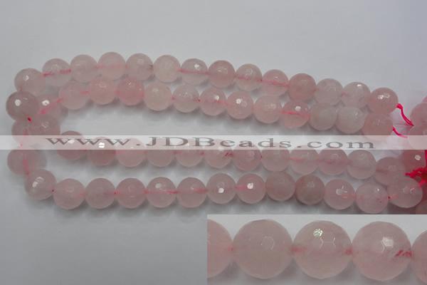 CRQ268 15.5 inches 14mm faceted round rose quartz beads